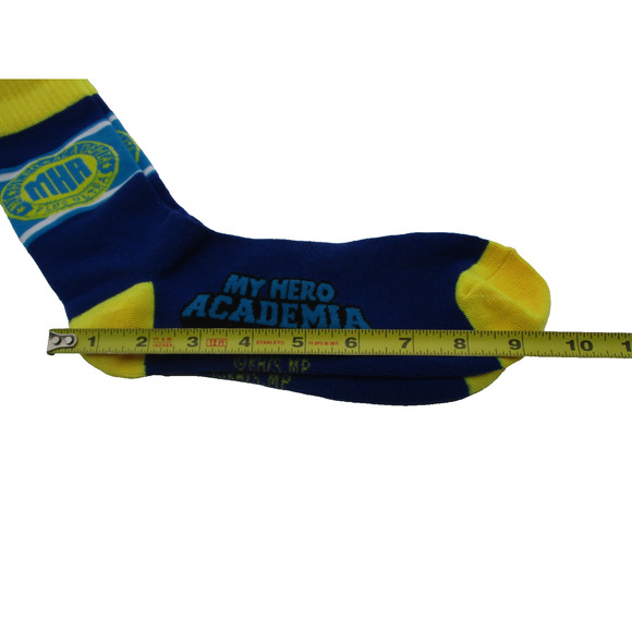 3 Pairs of My Hero Academia Crew Socks Blue Yellow Anime UA Hero Academy Logo - Picture 4 of 4